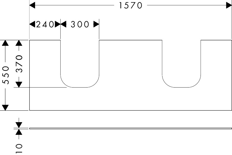 Hansgrohe Konsole Xevolos E 1570/550mm m.2 Ausschnit.f.WTge 600/480mm Mattweiß