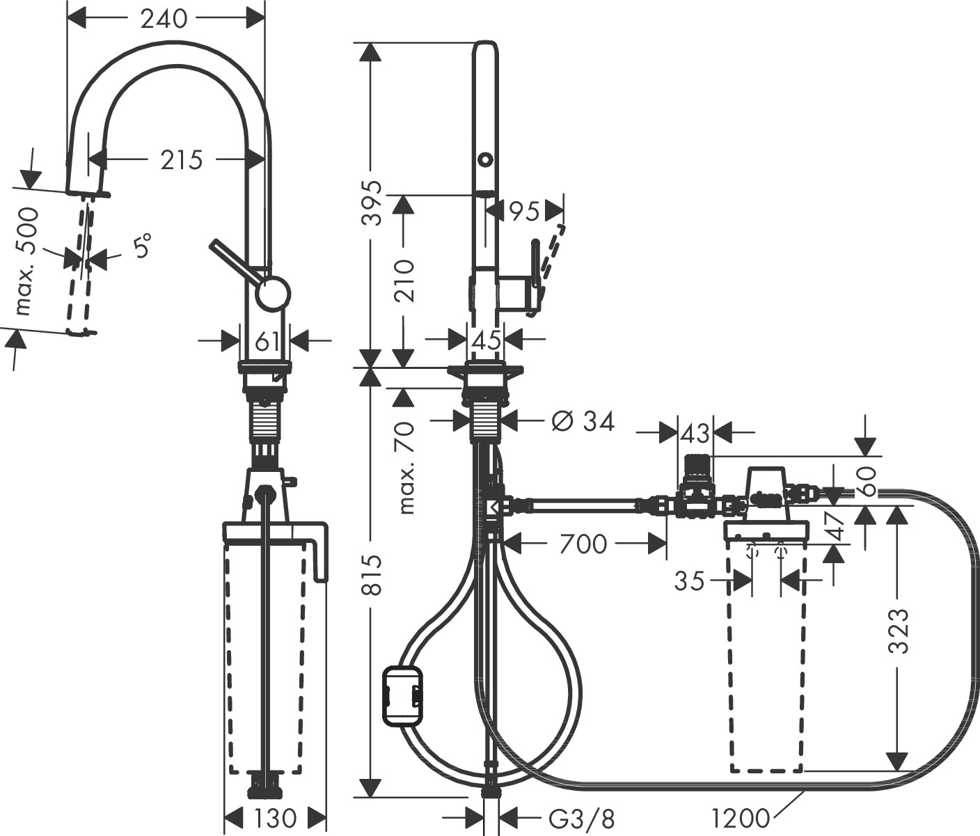 Hansgrohe FilterSystem 210 Aqittura M91  Ausziehausl.1jet mattschwarz