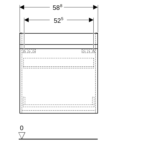 Geberit Renova Plan US für MWT, mit 1 Schbl. 58,8x60,5x47,3cm, Nussbaum hi hell
