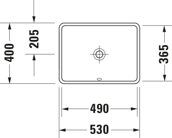 DU Einbauwaschtisch Starck 3 490 mm EB v.unten, mit ÜL, ohne HLB, weiß WG