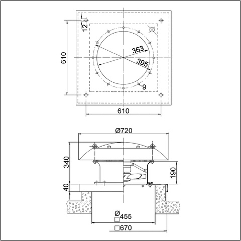 Maico Axial-Dachventilator DZD 35/4 B horizontal ausblasend, Drehstrom, DN355