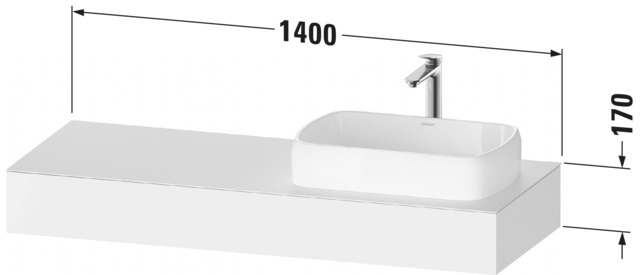 Duravit Qatego Konsole, Wandh, 1400x550x170mm Wpl:1,RE,o.Ko-träger,Weiß Matt,Dekor