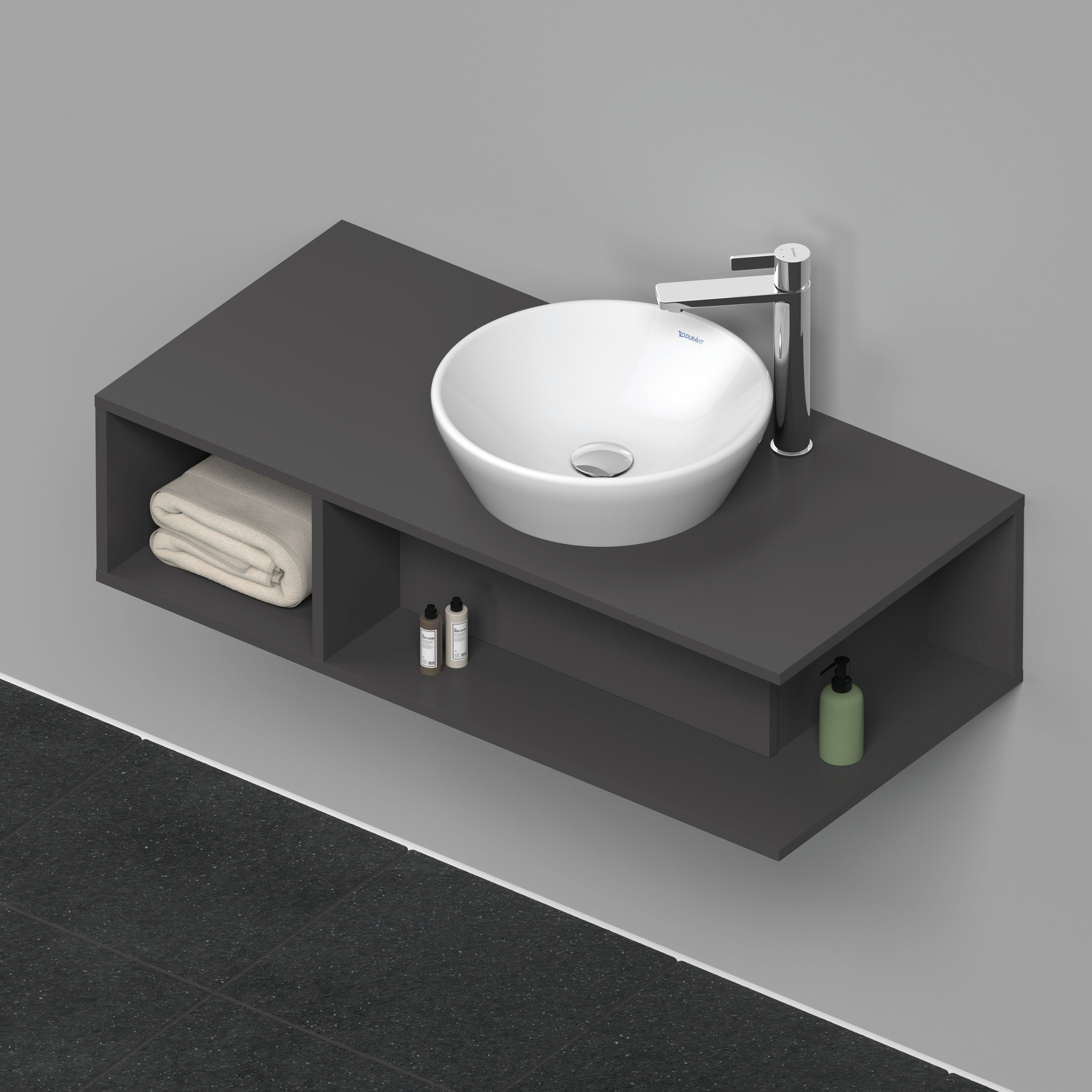 Duravit D-Neo WTU wandh.,1 offenes Fach l., 260x1000x480mm, Graphit Matt