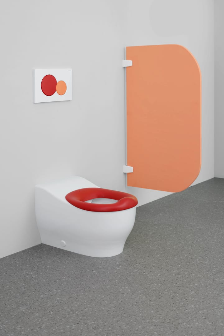 Geberit Sigma01 BetPl., rund, 2-Mengen-Sp. weiß glänzend/rot glzd /orange glzd
