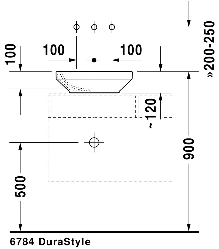 DU Aufsatzbecken DuraStyle 430 mm o.ÜL, o.HLB, geschliffen, weiß