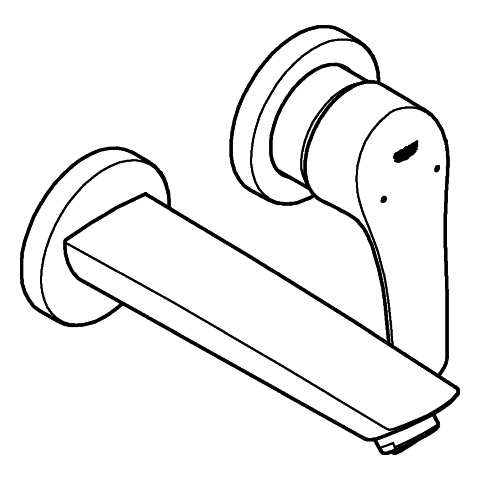 GROHE 2-Loch-WT-Wandbatterie Eurosmart 29337_3 FMS für 23571 Ausl. 171mm chrom