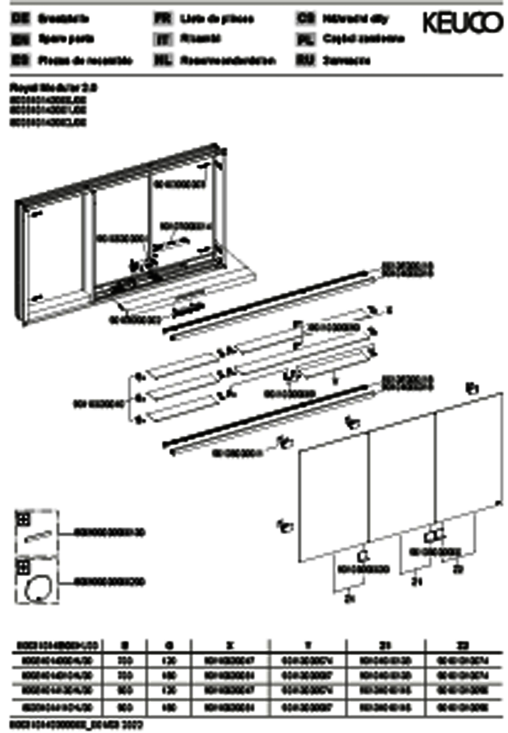 KEUCO Royal Modular 2.0 SPS, bel. 80031, Einb,oSteckd,sb-elox,1400x700x160mm