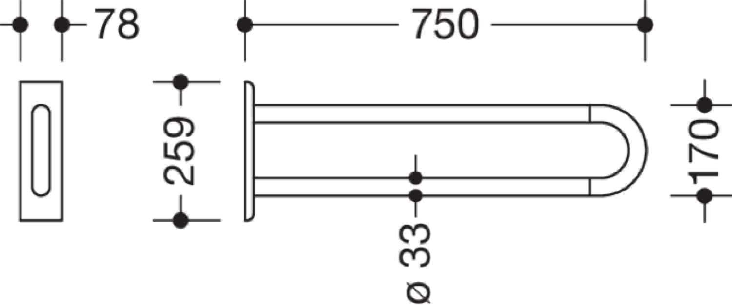 HEWI Wandstützgriff, Ser 801, L:750mm reinweiß