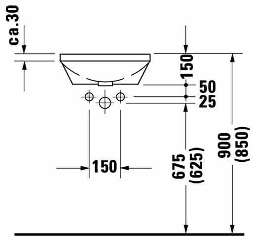DU Einbauwaschtisch Architec 400 mm EB v.unten, ohne ÜL, ohne HLB, weiß