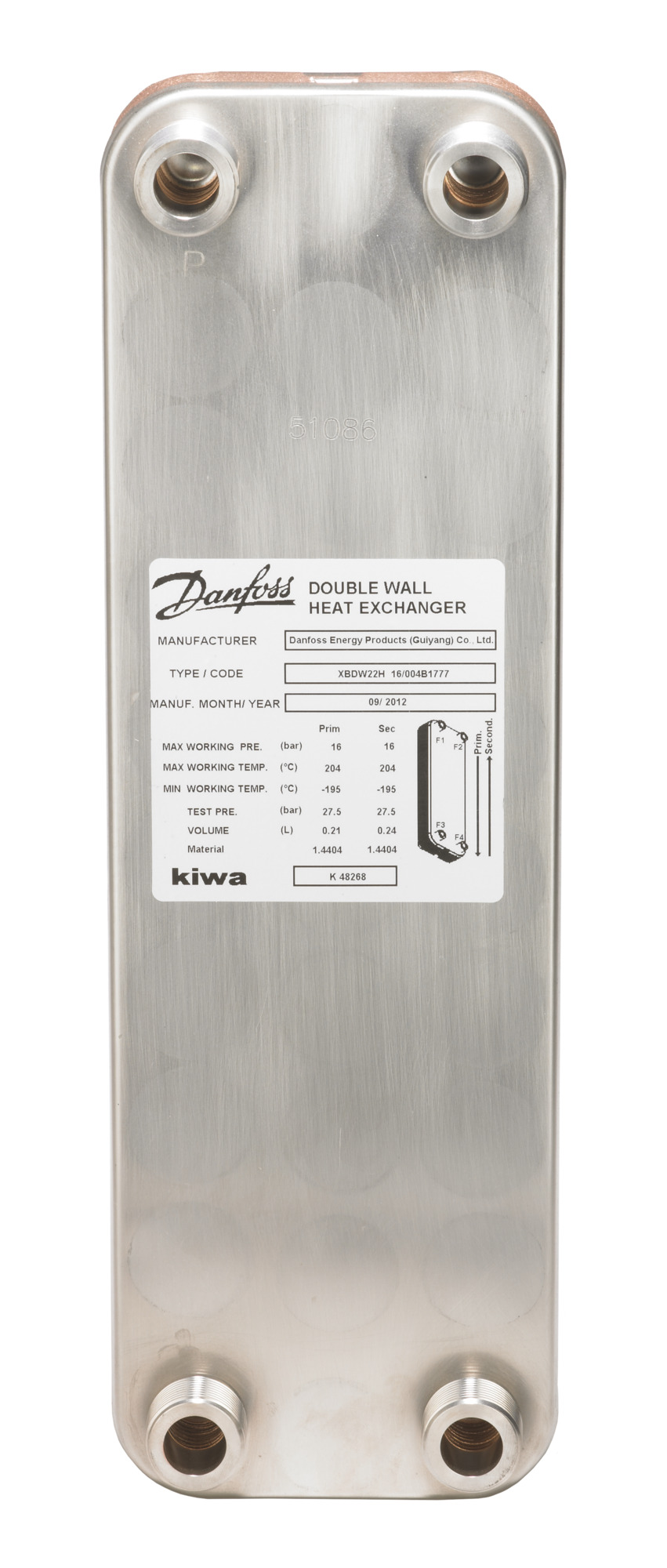 Danfoss Microchannel-Wärmeübertrager XBDW22H-1, Plattenanzahl: 10