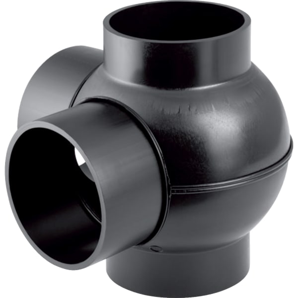 Geberit PE Kugelabzweig 88,5Gr zweifach Anschlüsse 90Gr versetzt d110/110