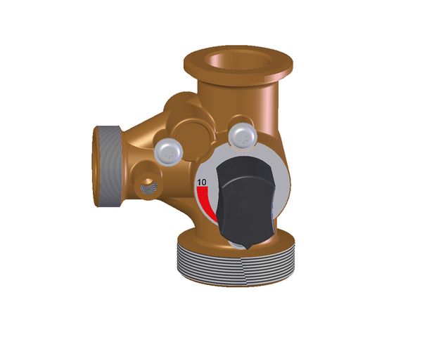 Flamco T-Mischer m. Bypass 1 1/2" AG, 1" AG, rechte Ausführung