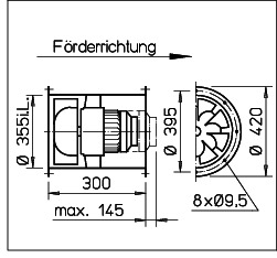 Helios VARD 355/2/2 TK Rohrventilator RADAX Rohrvent. 3-PH, 2-tourig Stern/Dr.