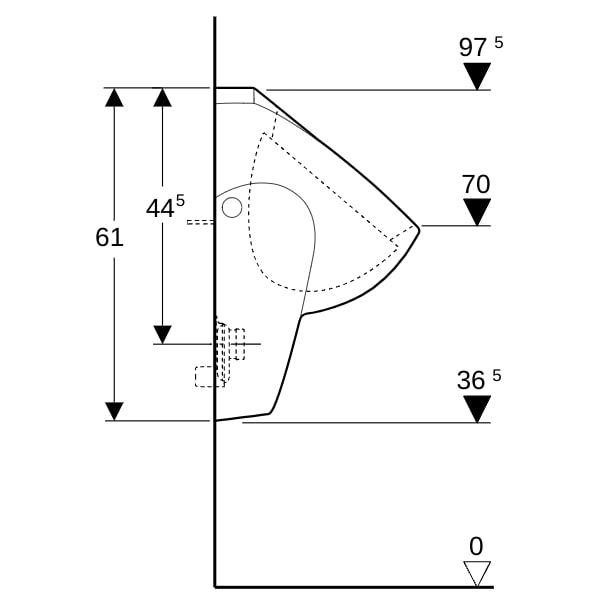 Geberit Renova Urinal, Zulauf von oben Abgang nach hinten oder unten, weiß
