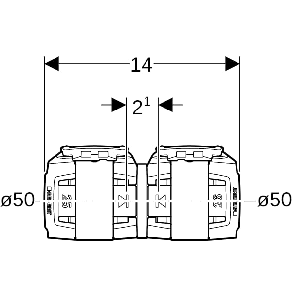 Geberit FlowFit Übergang auf Mepla SiBr d50-d50