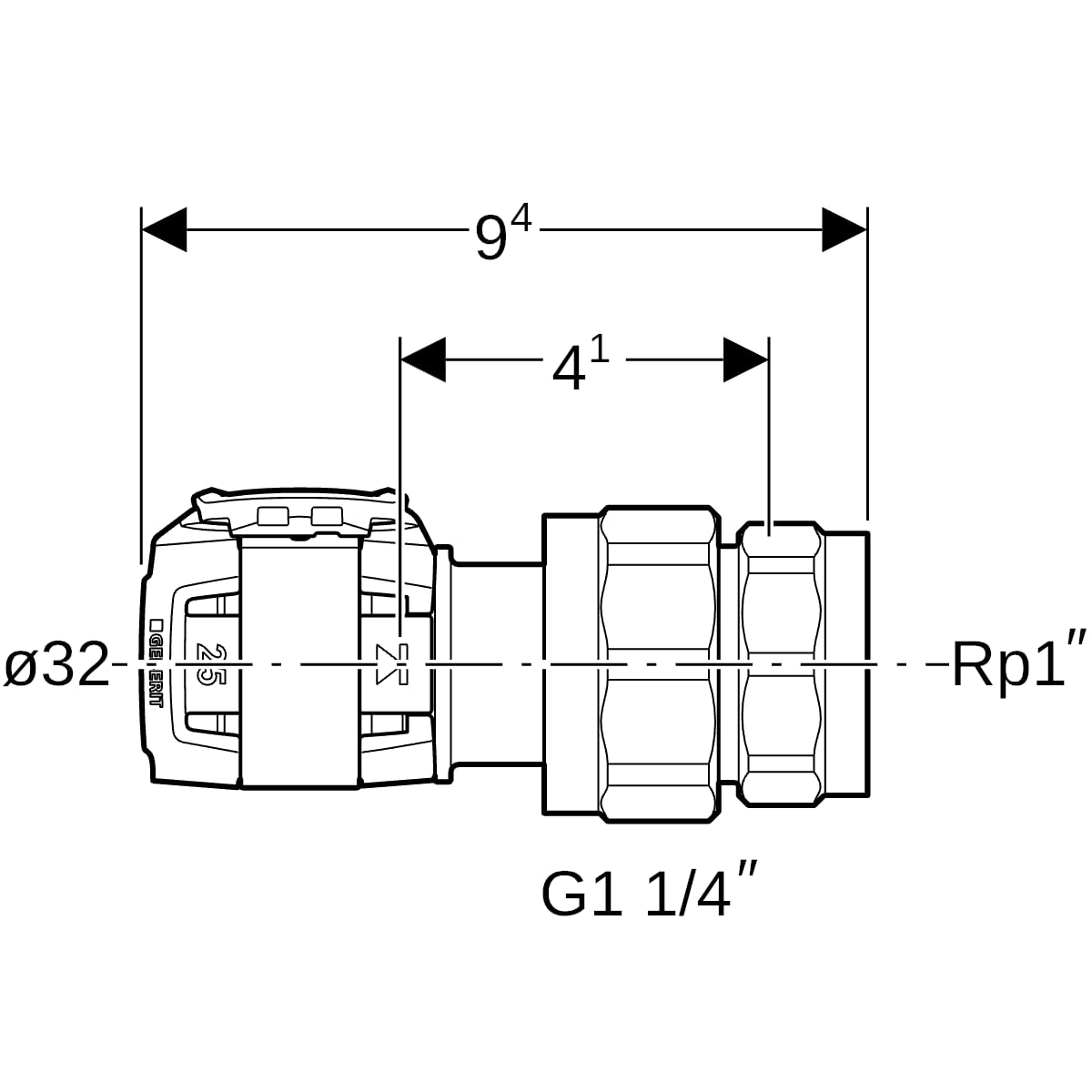 Geberit FlowFit Übergangsverschraubung mit IG SiBr d32-R1