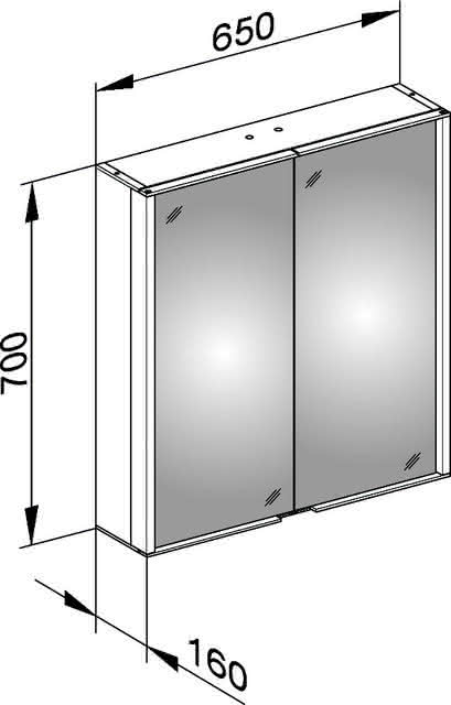 KEUCO Spiegelschrank Royal Match 12801, silber-eloxiert, 650 x 700 x 160 mm