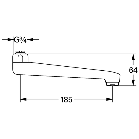 GROHE Gussauslauf 13430 3/4" mit Anschlagbegr. Ausld. 185mm H:64mm chrom