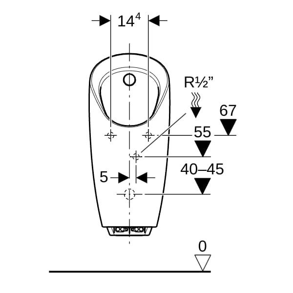 Geberit Preda Urinal, mit integr. Strg. Gen. Zulauf hinten, weiß