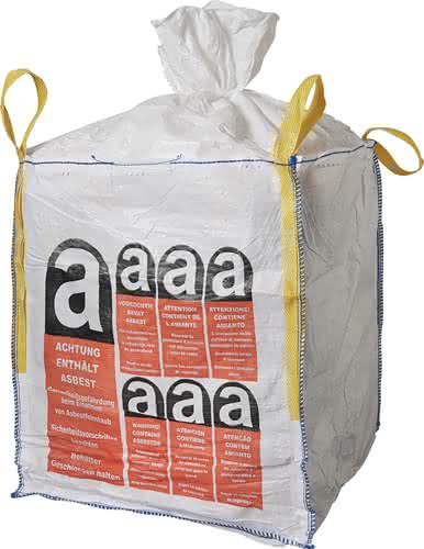 Transportsack Big Bag L.900mm B.900mm H.1100mm Trgf.1000kg Aufdruck:Asbest Transportsack Big Bag L.900mm B.900mm H.1100mm Trgf.1000kg Aufdruck:Asbest