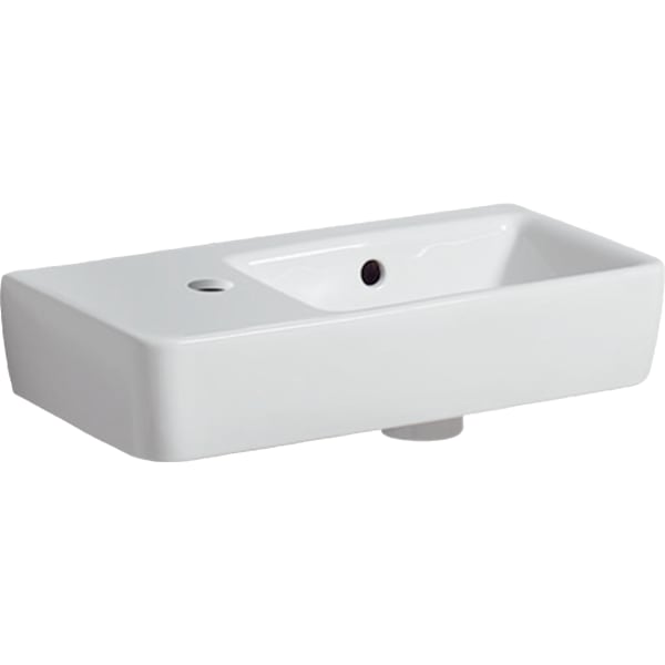 Geberit Renova Compact HWB, verk. Ausladung 50x25cm, Hl. li, m. Ül., weiß, KeraTect Geberit Renova Compact HWB, verk. Ausladung 50x25cm, Hl. li, m. Ül., weiß, KeraTect