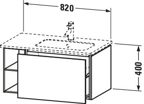 DU WTU L-Cube 400x820x481mm, wandh. 1 Auszug,Becken re.,Weiß Hochglanz