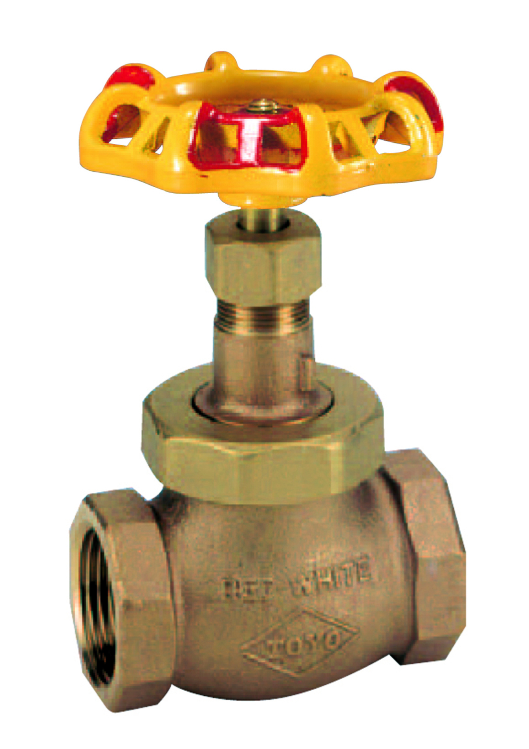 Muffen-Durchgangsventil rot gelb 3/4" mit Metalldichtung Muffen-Durchgangsventil rot gelb 3/4" mit Metalldichtung