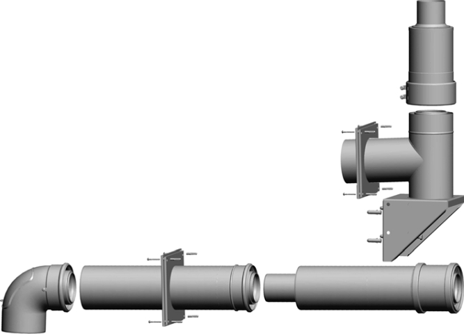 Wolf Anschluss-Set DN80/125 - C53x DN80/125 an der Fassade, raumluftunabh. Wolf Anschluss-Set DN80/125 - C53x DN80/125 an der Fassade, raumluftunabh.