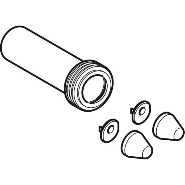 Geberit Anschlussstutzen m. Manschette und Deckkappen, d50, L:16cm, mattverchr.
