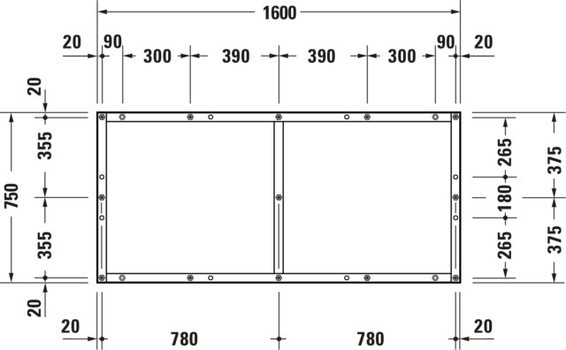 Duravit Fußgestell für Duschwanne Tempano 1600x750mm
