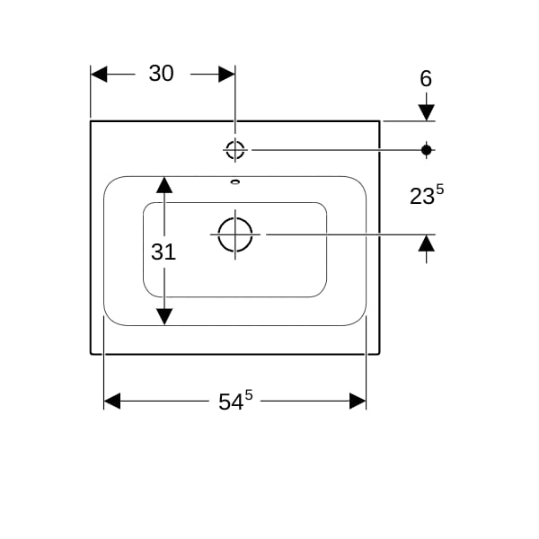 Geberit iCon Aufsatzwaschtisch, 60x48,5cm m. Hl., m. Ül., weiß, KeraTect