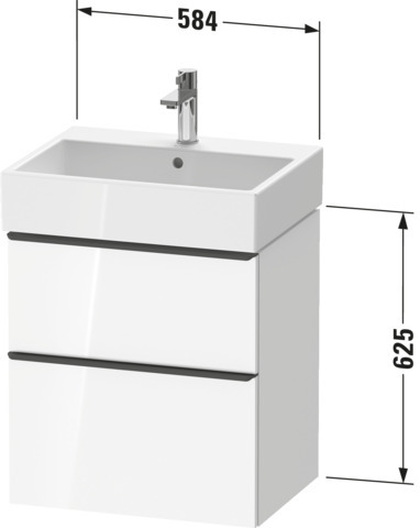DU D-Neo WTU,Ausz:1,Schubk:1,GR:Chrom 584x442x625mm,Wandh,Graphit Matt,Dekor