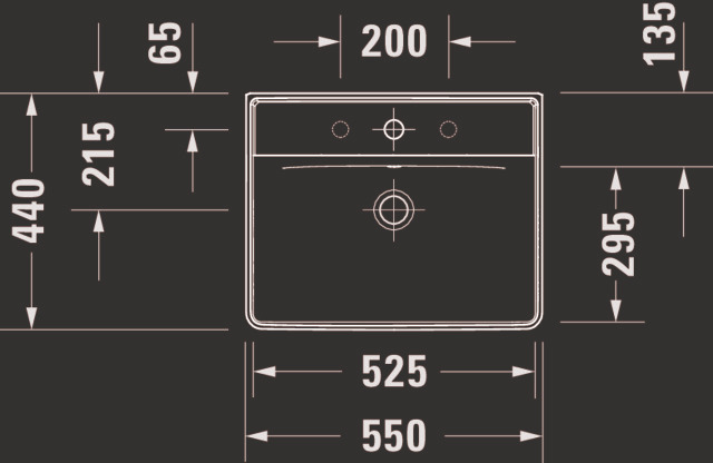 DU Waschtisch D-Neo, 550mm, weiß mit ÜL, mit HLB, 1 HL