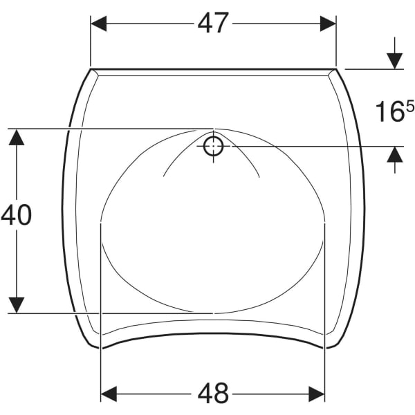 Geberit Vitalis WT, barrierefrei, 65x60cm o. Hl., o. Ül., weiß, KeraTect