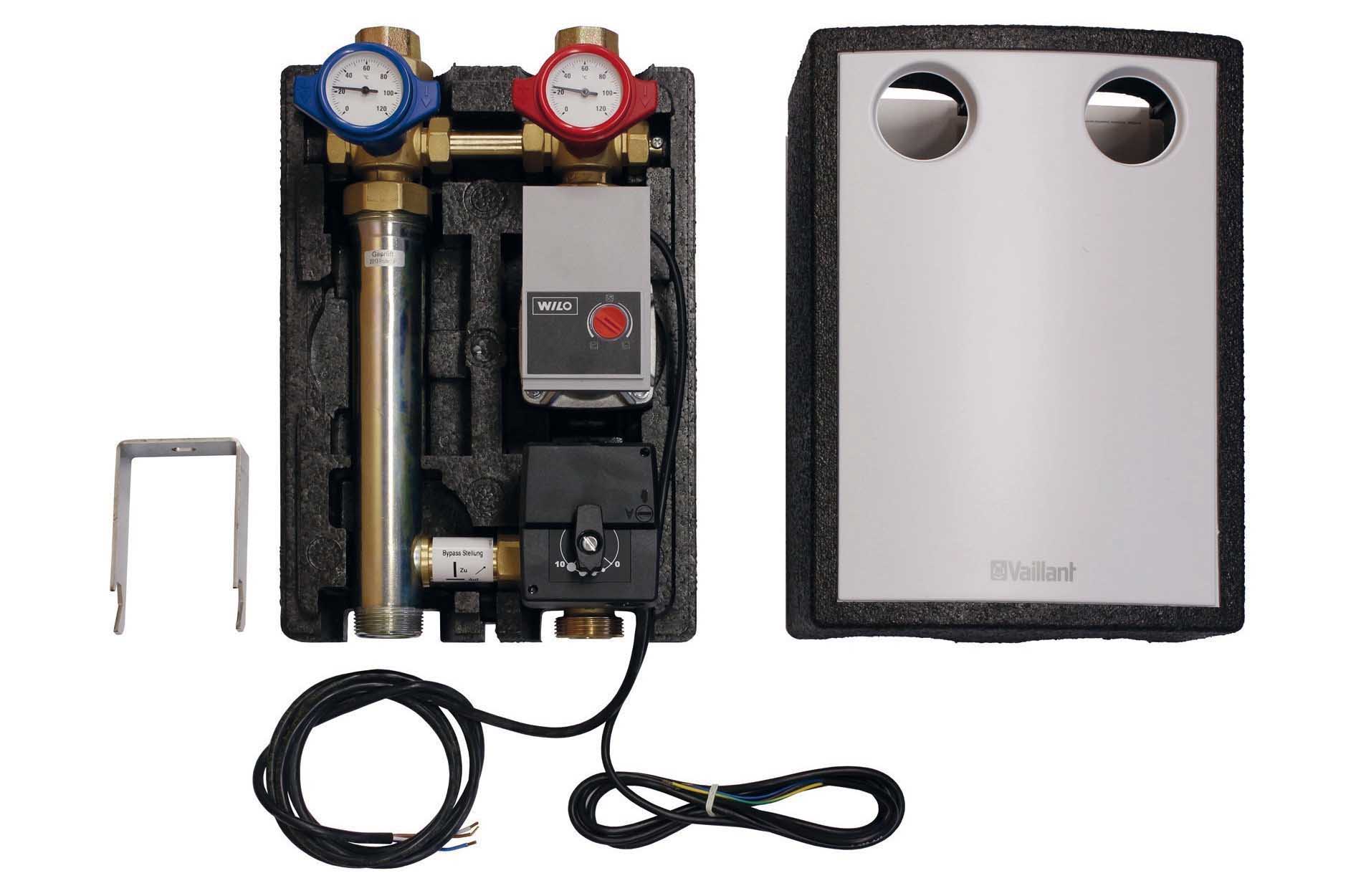 Vaillant Pumpengruppe mit 3-Wege-Mischer Rp 3/4, Vor-/Rücklauf Rp 1, Kvs 6,3 Vaillant Pumpengruppe mit 3-Wege-Mischer Rp 3/4, Vor-/Rücklauf Rp 1, Kvs 6,3