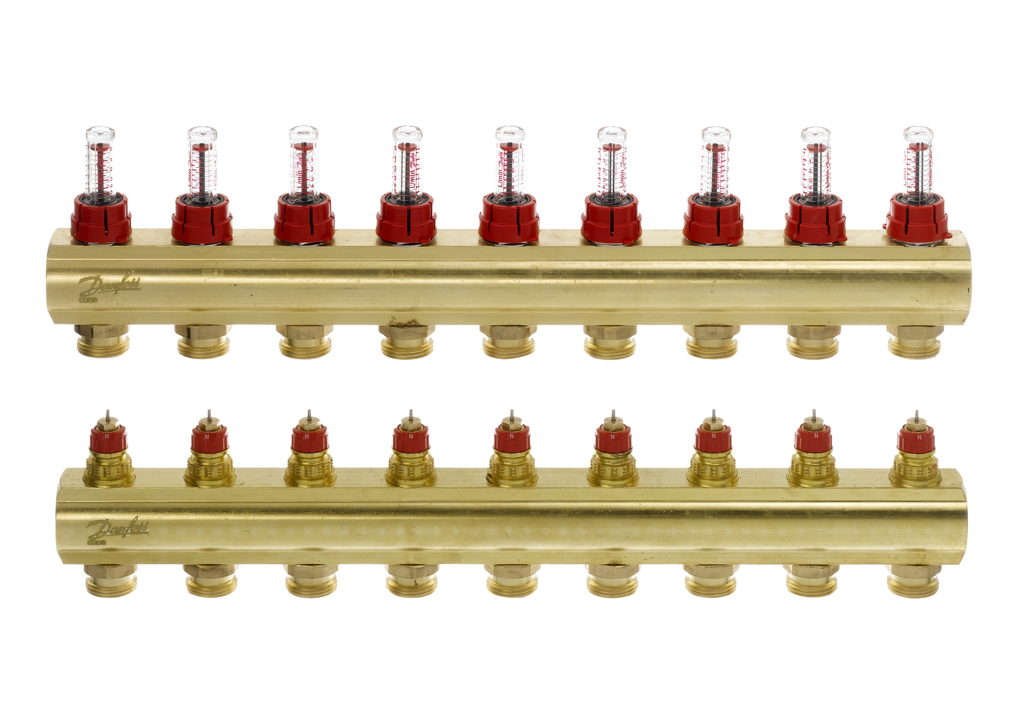 Danfoss FBH-Verteiler FHF-9F 9 Kreise, mit Durchflussanzeige
