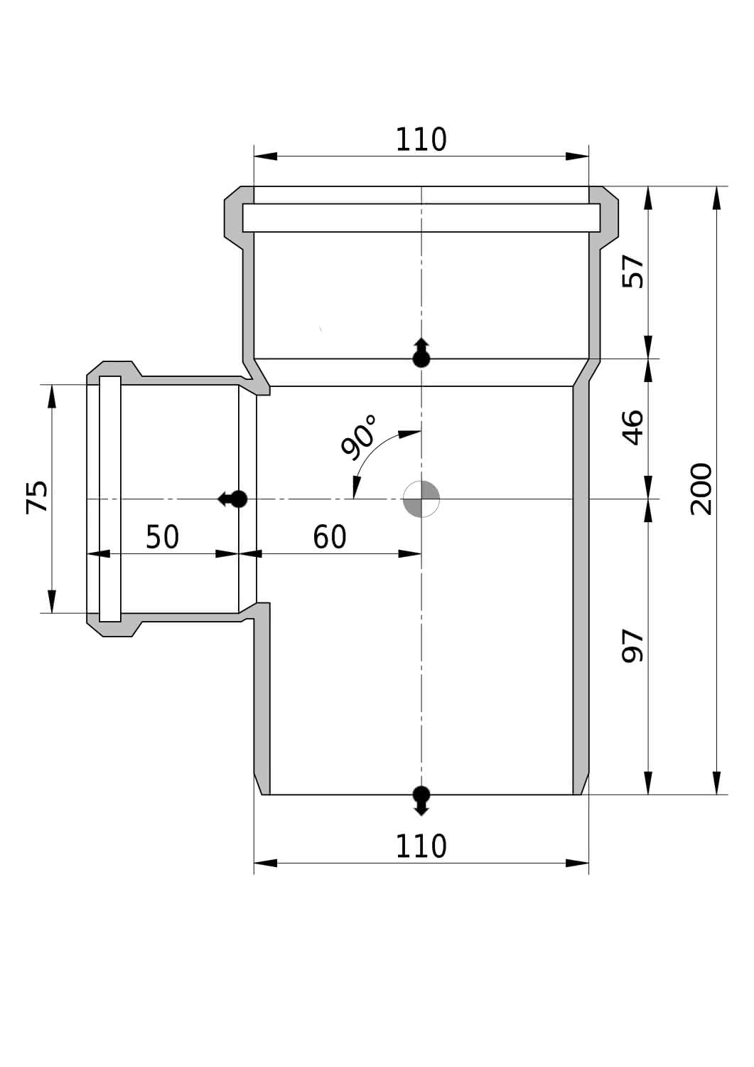 Wavin Abzweig AS+ DN 100x70 87 Grad