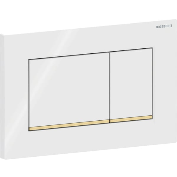 Geberit Sigma20 BetPl., eckig, 2-Mengen-Sp. weiß glänzend / goldfarben glänzend