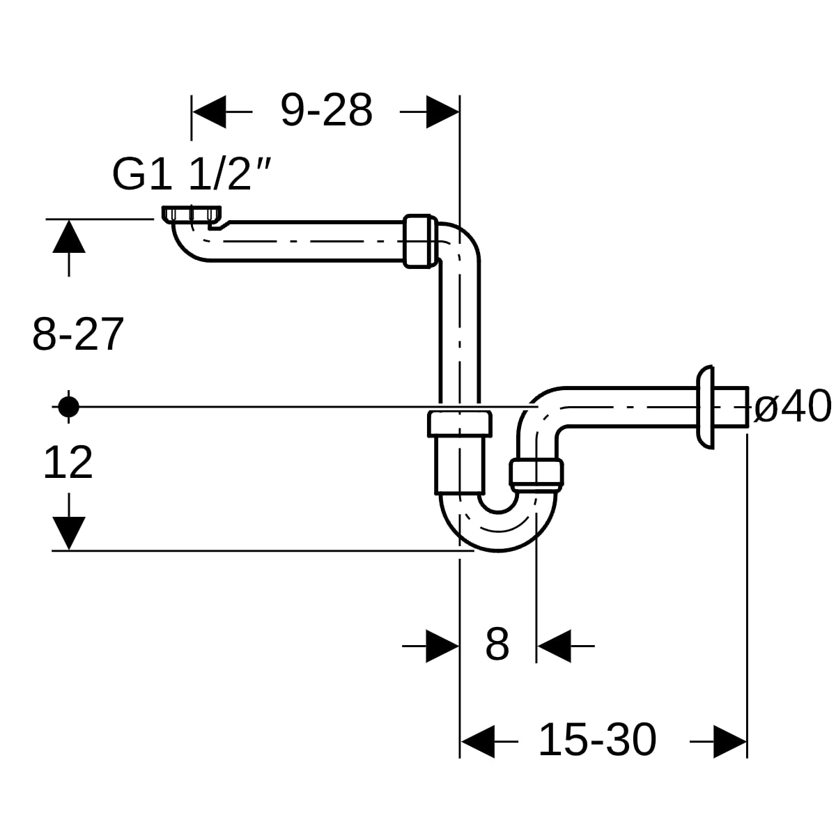 Geberit Rohrbogengeruchsverschluss für WT Raumsparmodell Abgang horiz. 5/4''x40