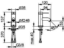 KEUCO EHM-WT-Mischer 60 IXMO 59504 o.Zug.-Ablgrt. Soft, Rosette r/e verchr.