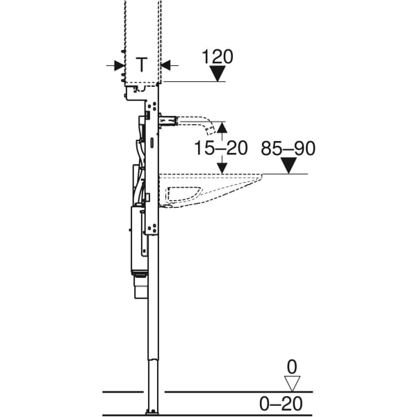 Geberit Duofix Element für One Waschtisch für OneTap Wandarmatur, raumhoch B75