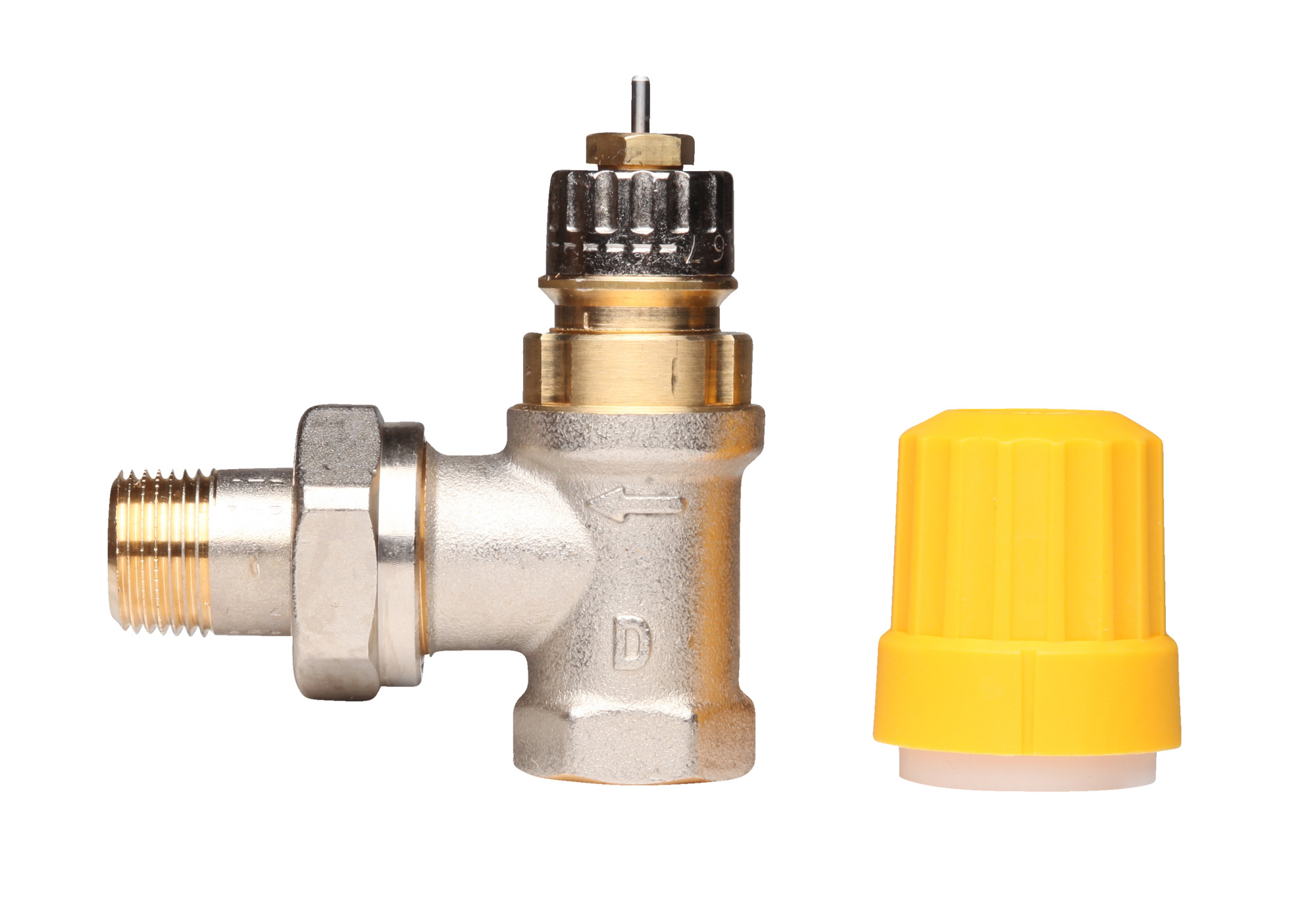 Danfoss Ventilgehäuse RA-UN 10 R 3/8, Eck, matt vernickelt