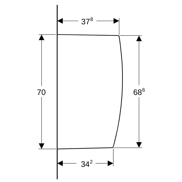 Geberit Urinaltrennwand Keramik 10x70x40cm, weiß