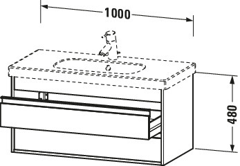 DU WTU wandhängend Ketho 455x1000x480mm 2 SchKa, für 034210, graphit matt