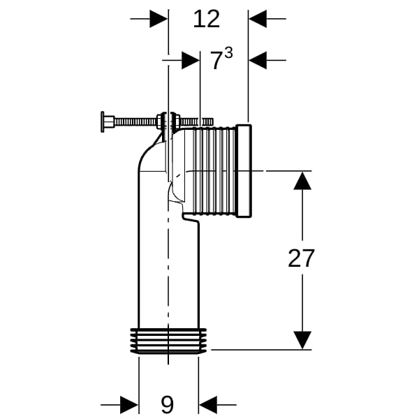 Geberit Anschlussset f. Stand-WC TurboFlush, Abgang vertikal