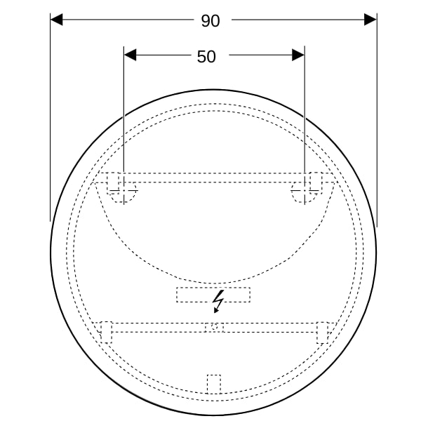 Geberit Option LSP, rund, direkte Bel. u. ind. Bel., d:90cm