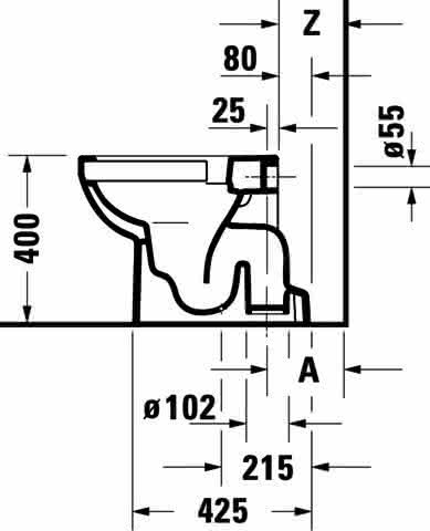 DU Stand-WC Duravit No.1,560mm,Weiß, rimless, TS, Abg.senkrecht, var.Zul.