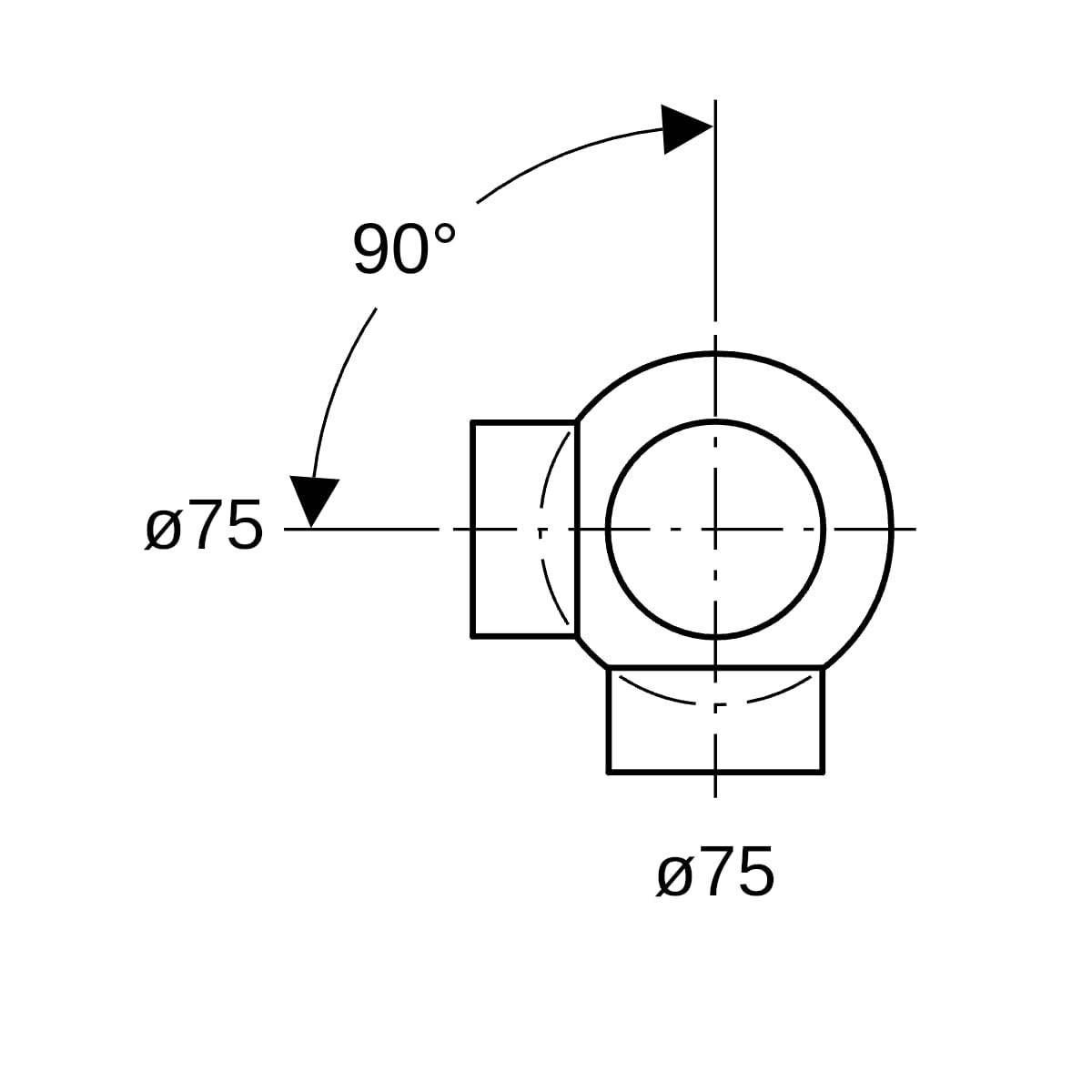 Geberit PE Kugelabzweig 88,5Gr zweifach Anschlüsse 90Gr versetzt d75/75