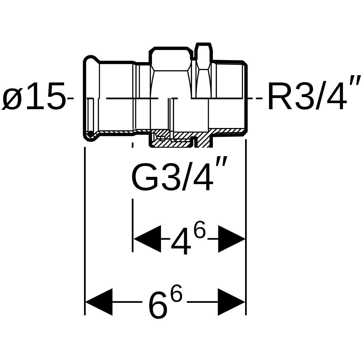 Geberit Mapress Edelstahl Übergangsverschr. mit AG d15-R3/4
