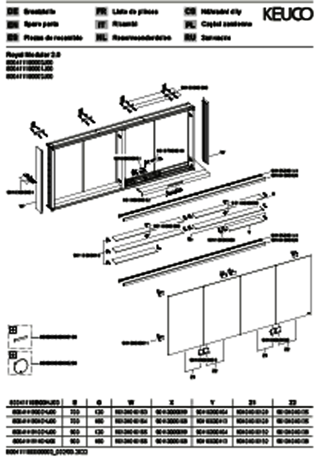 KEUCO Royal Modular 2.0 SPS, bel. 80041, Vorb,2Steckd/USB,sb-elox,1900x900x120mm